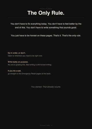 The Only Rule page about honest writing and overcoming creative blocks
